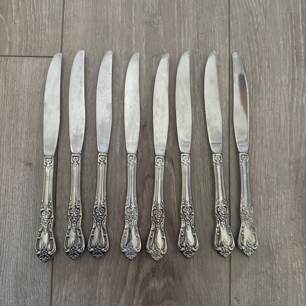 8 Dinner Knives Oneida Distinction‎ Deluxe HH Kennett Square Flatware